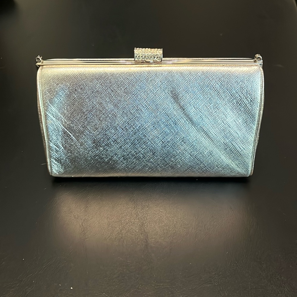 Evening bag: silver with jeweled closure